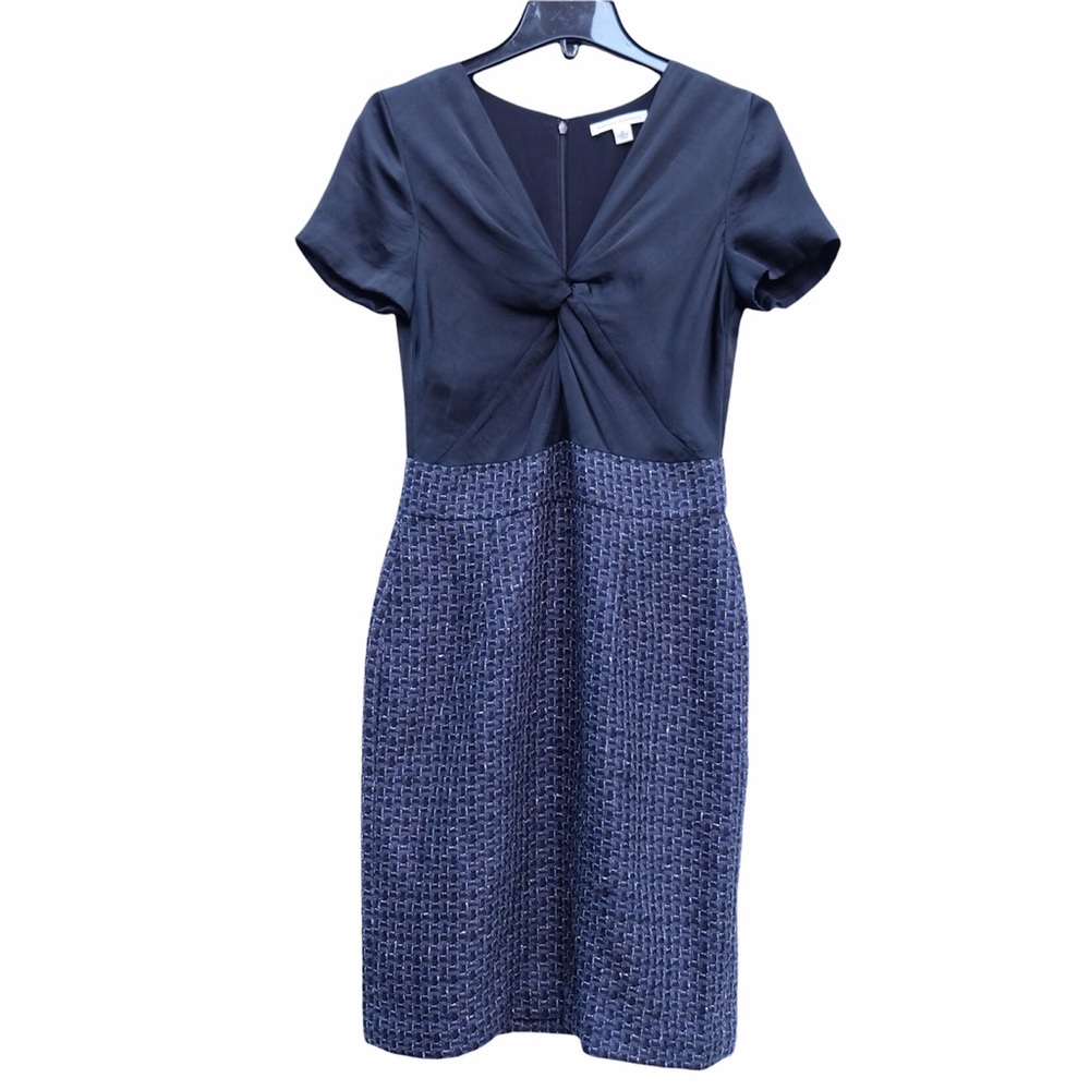 Banana Republic Dress Metallic Glossy Tweed Short Sleeve Evening Cocktail Midi 4